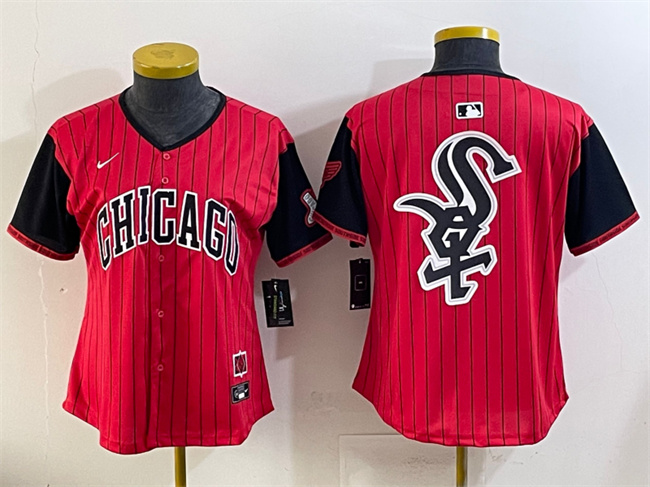 Women's Chicago White Sox Team Big Logo Red/Black 2025 City Connect Limited Stitched Baseball Jersey(Run Small) 001